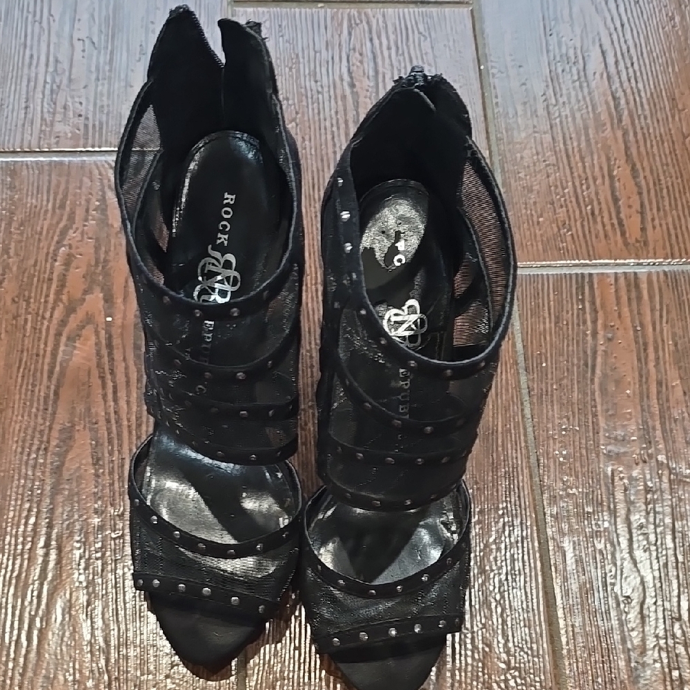 Rock & Republic Black High Heel Booties with Cutout Design